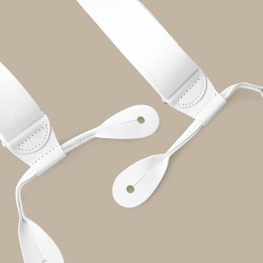 White Silk Suspenders — garment photograph
