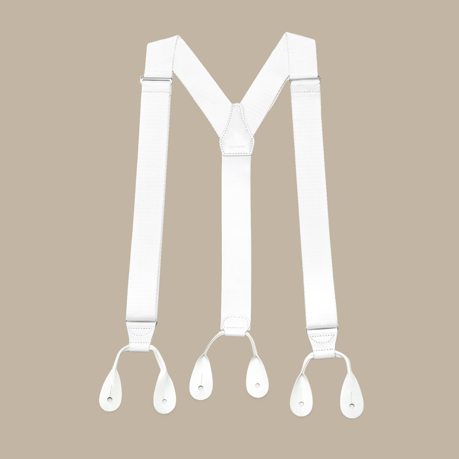 White Silk Suspenders — garment photograph