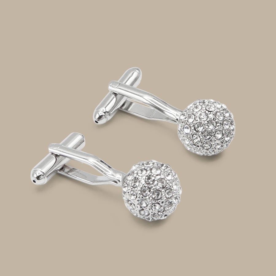 Silver Festive Sphere Cuff Links — garment photograph