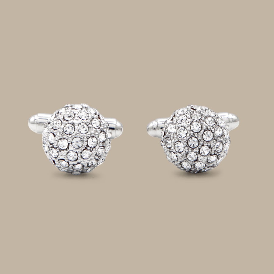 Silver Festive Sphere Cuff Links — garment photograph