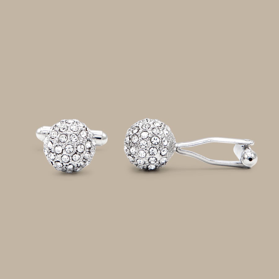 Silver Festive Sphere Cuff Links — garment photograph