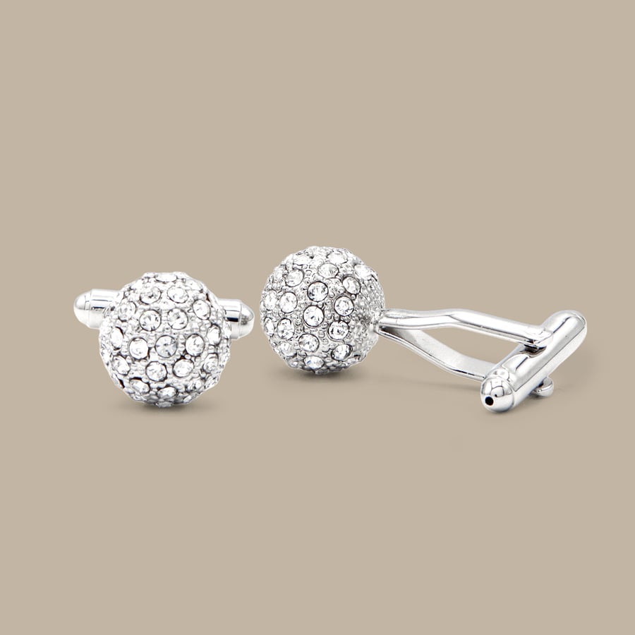 Silver Festive Sphere Cuff Links — garment photograph