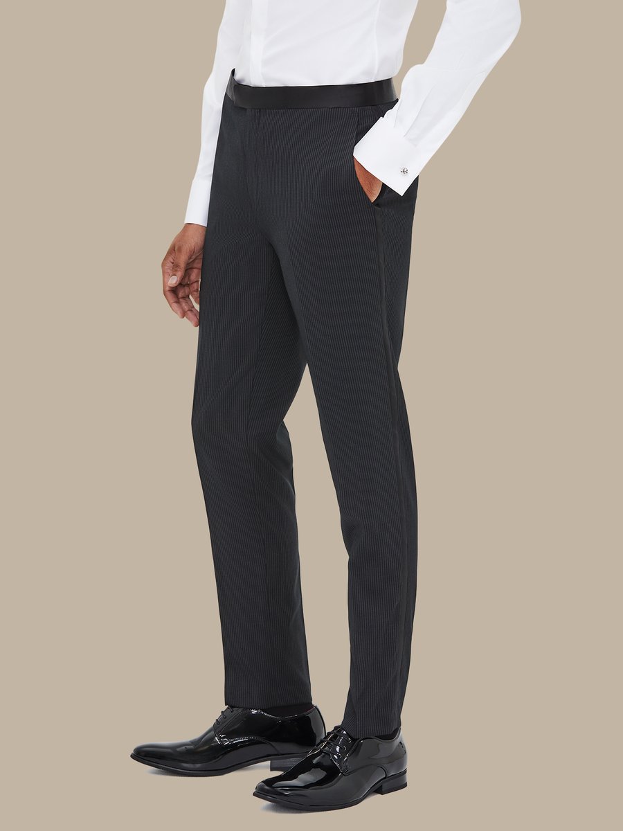 The Black Pinstripe Tuxedo Trousers — garment photograph