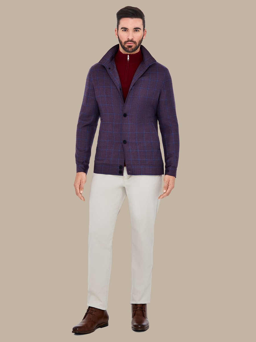 The Crimson Windowpane Bomber — garment photograph