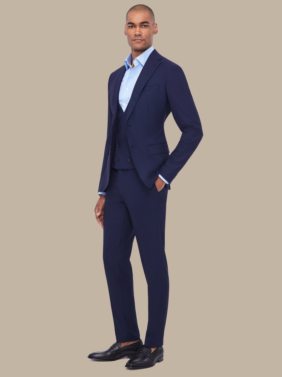 The Blue Birdseye Three-Piece Suit — garment photograph
