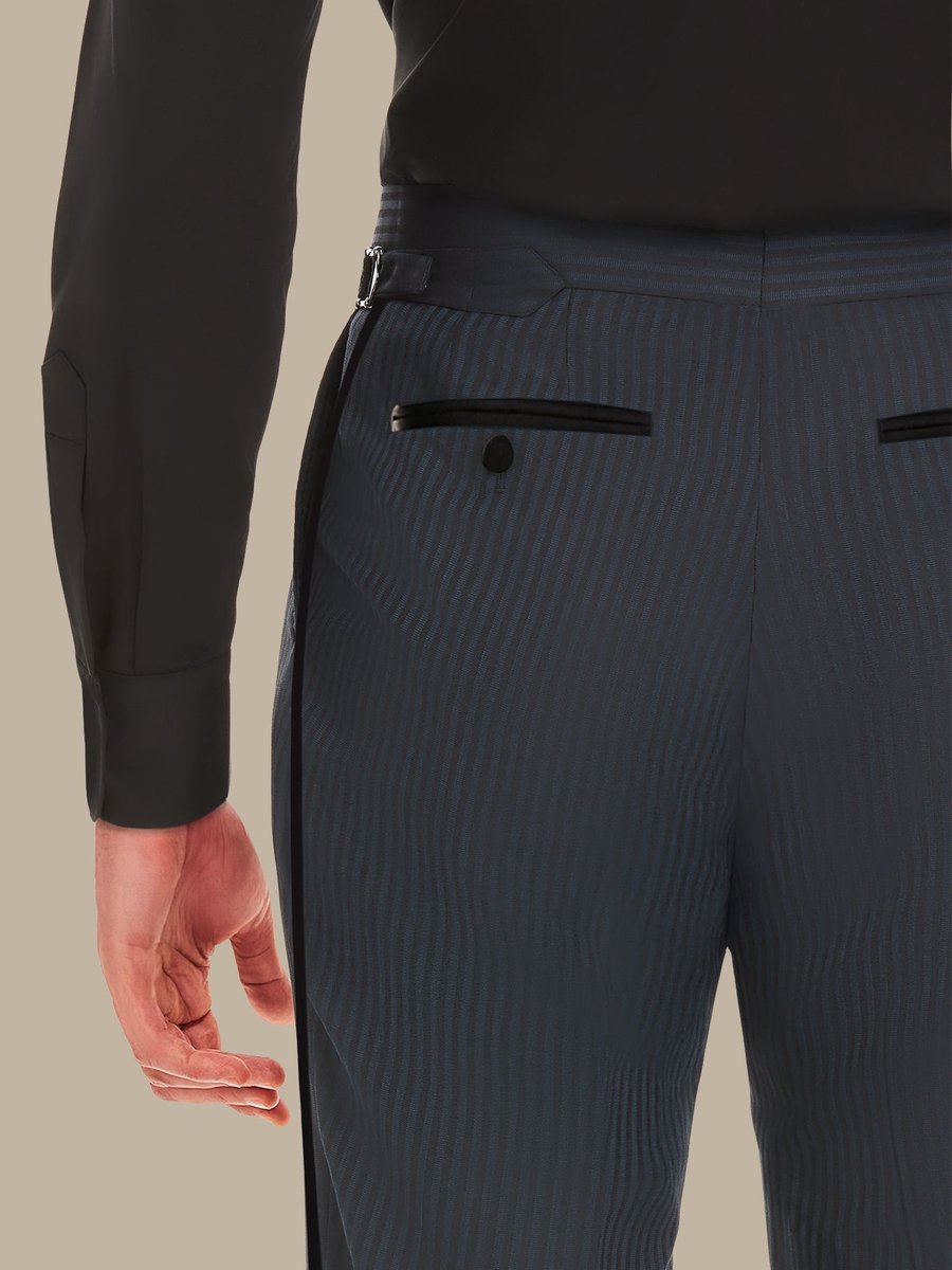 The Peacock Stripe Tuxedo Trousers — garment photograph