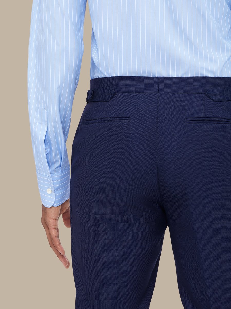 The Blue Birdseye Trousers — garment photograph