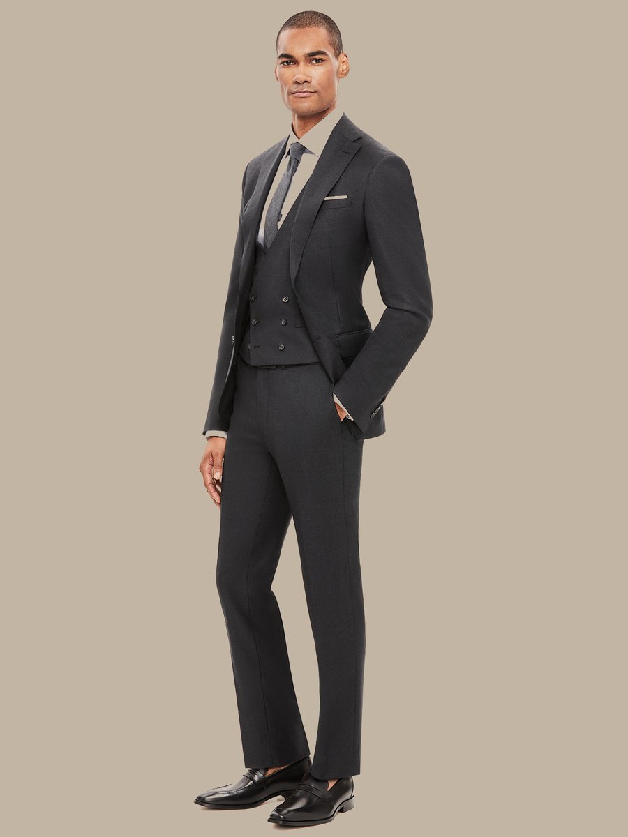 The Dark Grey Essential Three-Piece Suit — garment photograph