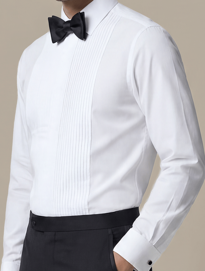 100's 2-Ply White Tuxedo Shirt — garment photograph