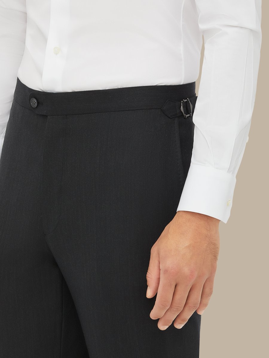 The Charcoal Herringbone Trousers — garment photograph