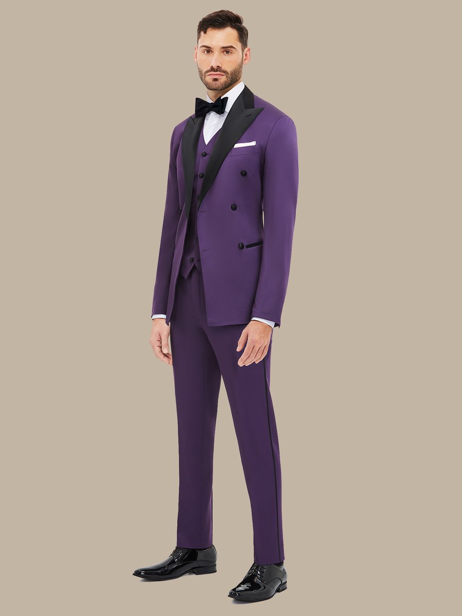 The Plum Merino Three-Piece Tuxedo — garment photograph