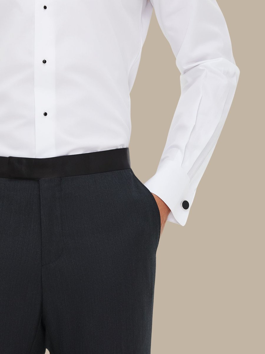 The Charcoal Worsted Tuxedo Trousers — garment photograph