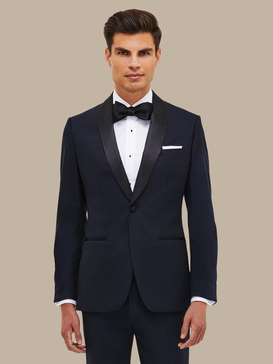 The Navy Herringbone Tuxedo — garment photograph