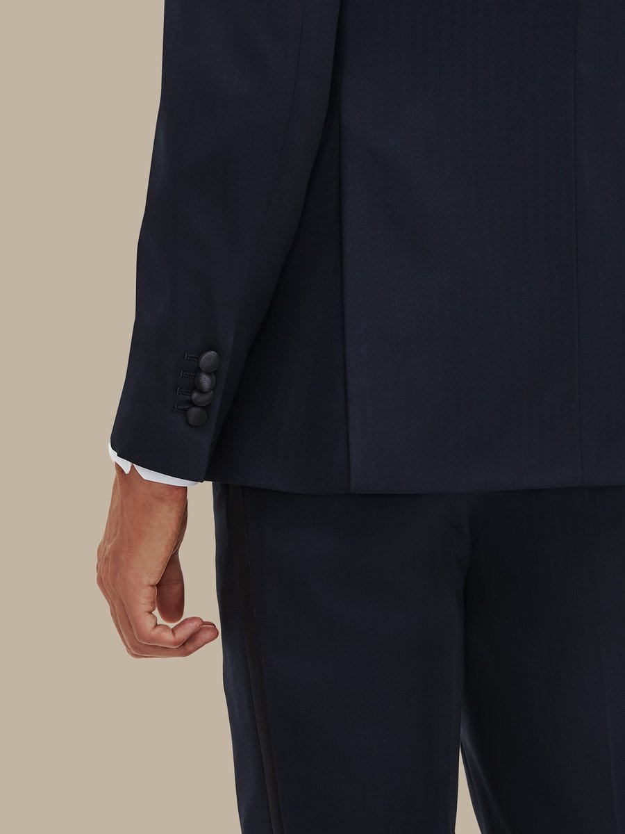 The Navy Herringbone Tuxedo — garment photograph