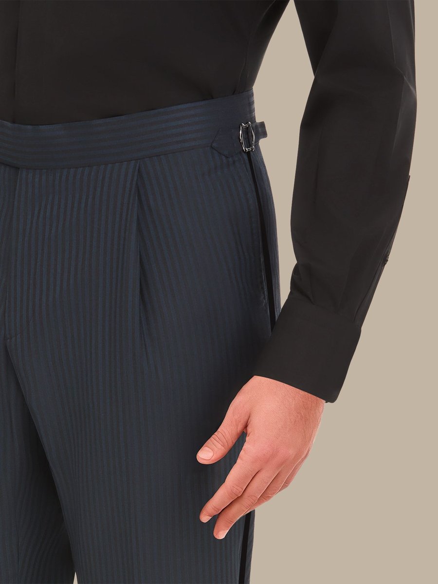 The Peacock Stripe Tuxedo Trousers — garment photograph