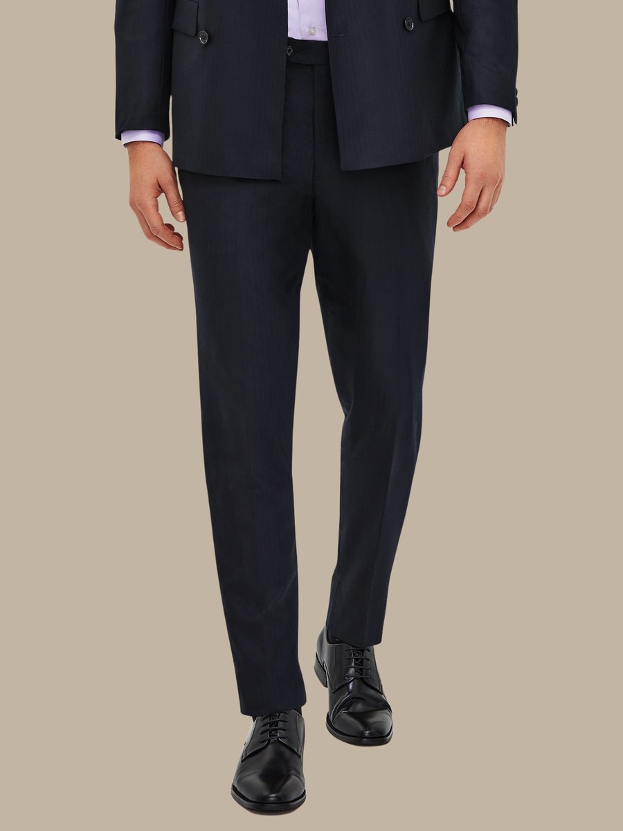 The Navy Herringbone Trousers — garment photograph