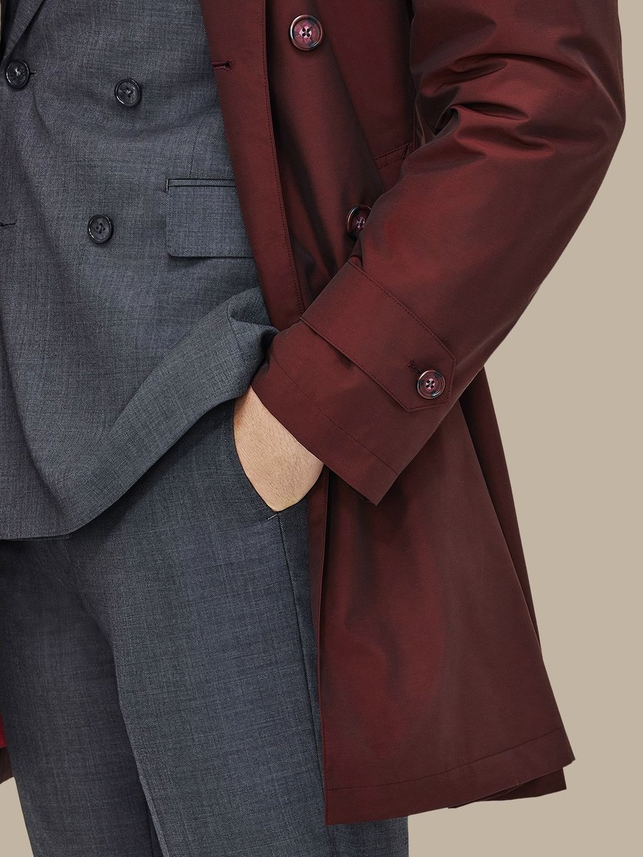 The Burgundy Refined Trench Coat — garment photograph