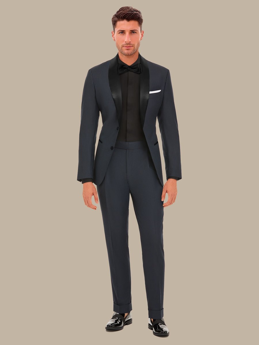 The Peacock Stripe Tuxedo Trousers — garment photograph