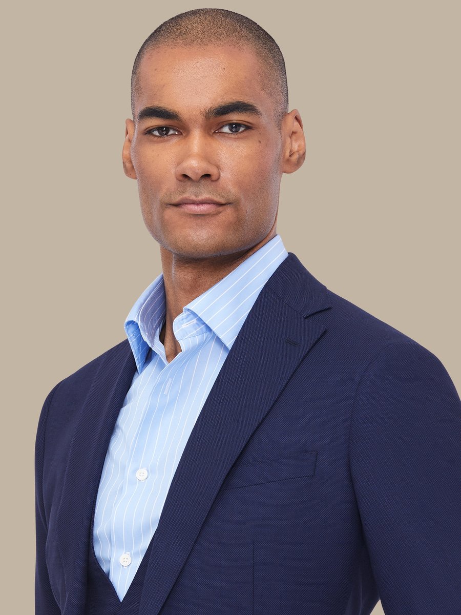 The Blue Birdseye Three-Piece Suit — garment photograph