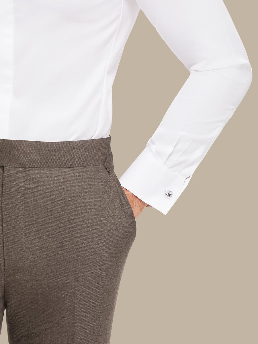 S180's Taupe Hopsack Tuxedo Trousers — garment photograph