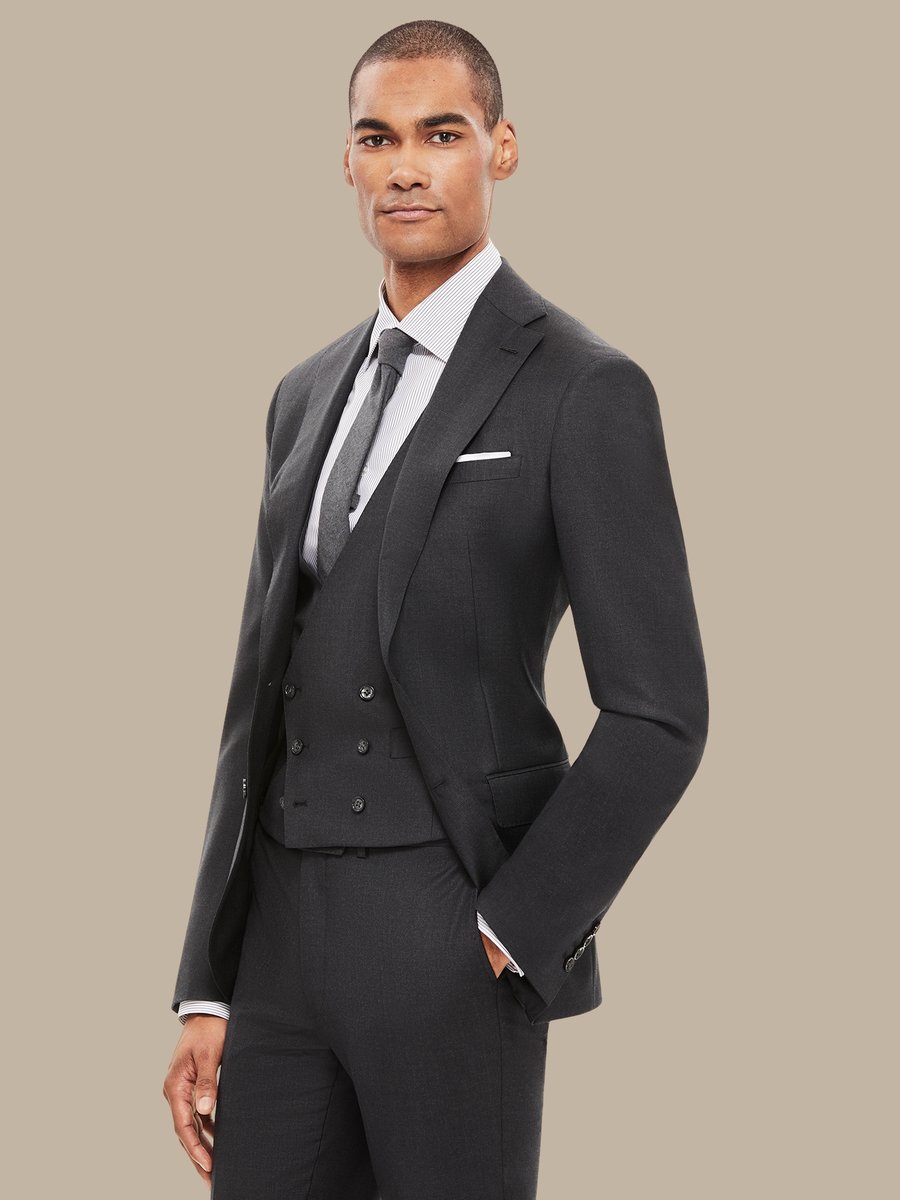 The Dark Grey Essential Three-Piece Suit — garment photograph