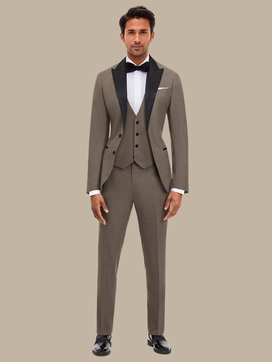 S180's Taupe Hopsack Three Piece Tuxedo — garment photograph
