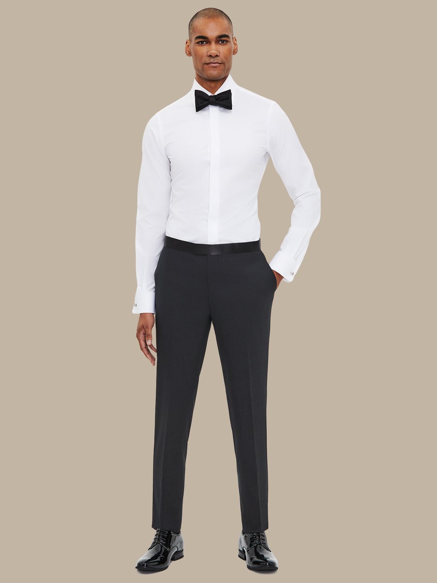 The Black Pinstripe Tuxedo Trousers — garment photograph