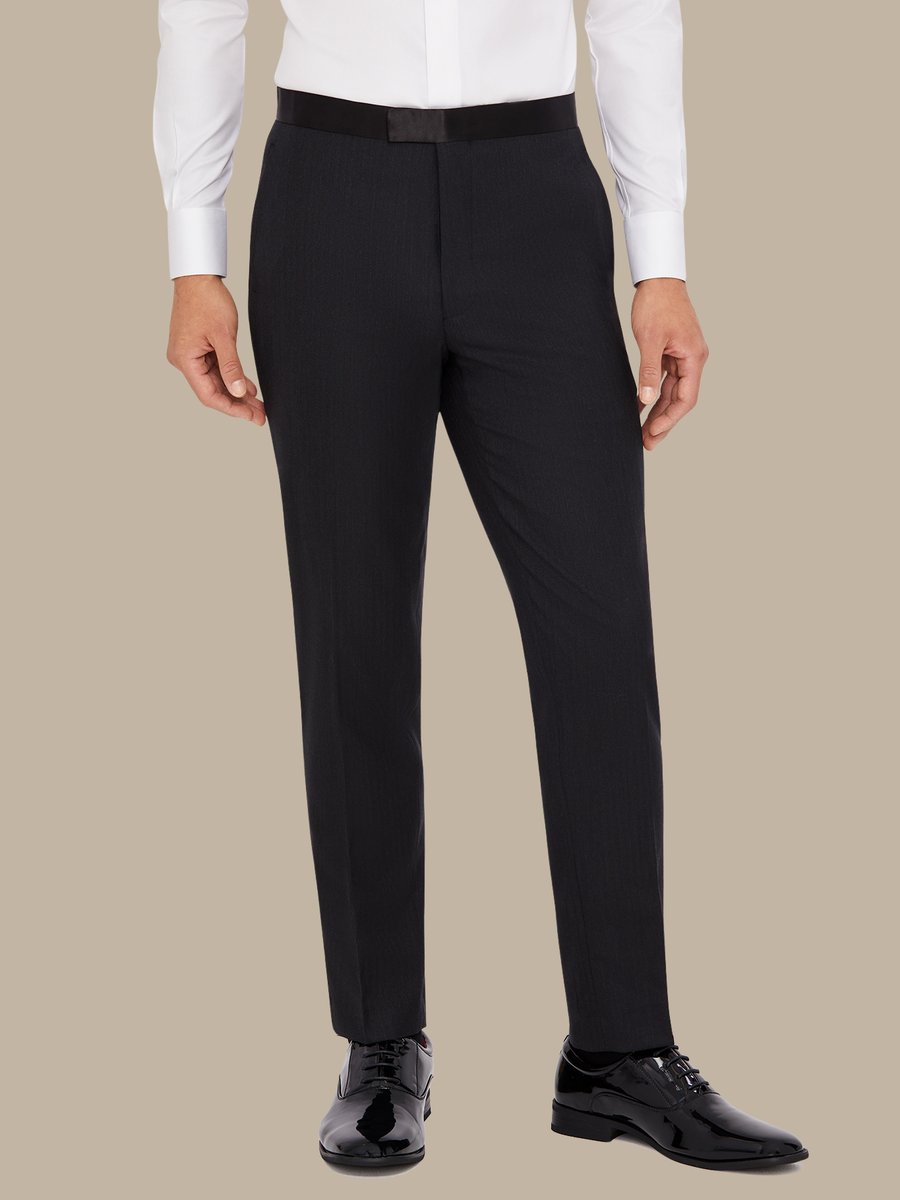 The Charcoal Herringbone Tuxedo Trousers — garment photograph