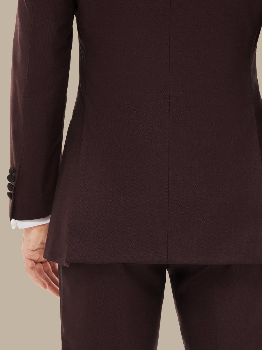 The Burgundy Refined Three-Piece Tuxedo — garment photograph