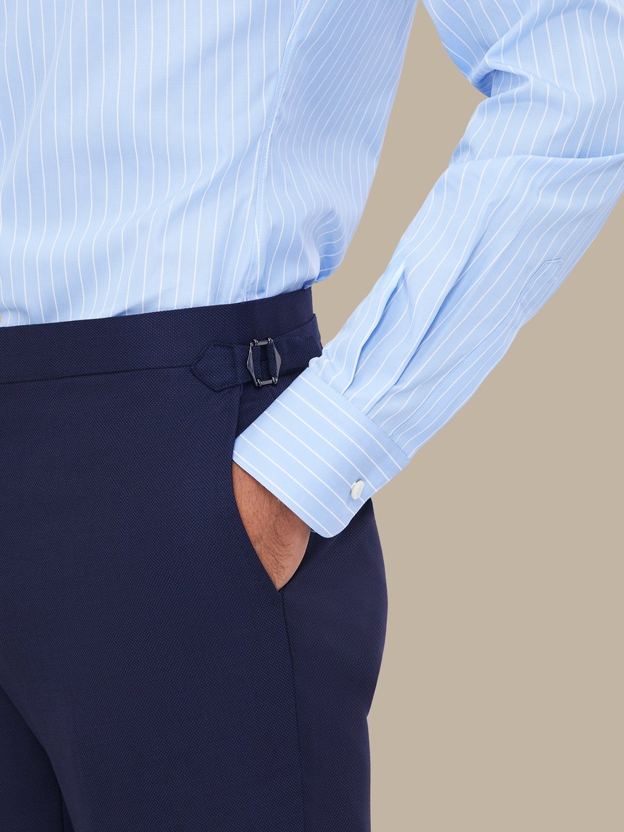 The Blue Birdseye Trousers — garment photograph