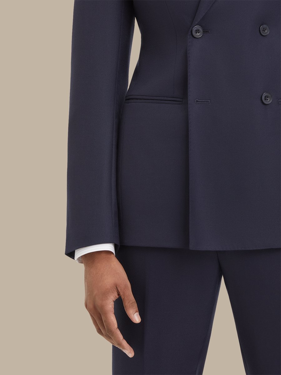 S180's Dark Blue Hopsack Three Piece Suit — garment photograph