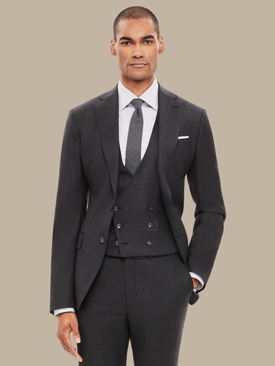 The Dark Grey Essential Three-Piece Suit — garment photograph
