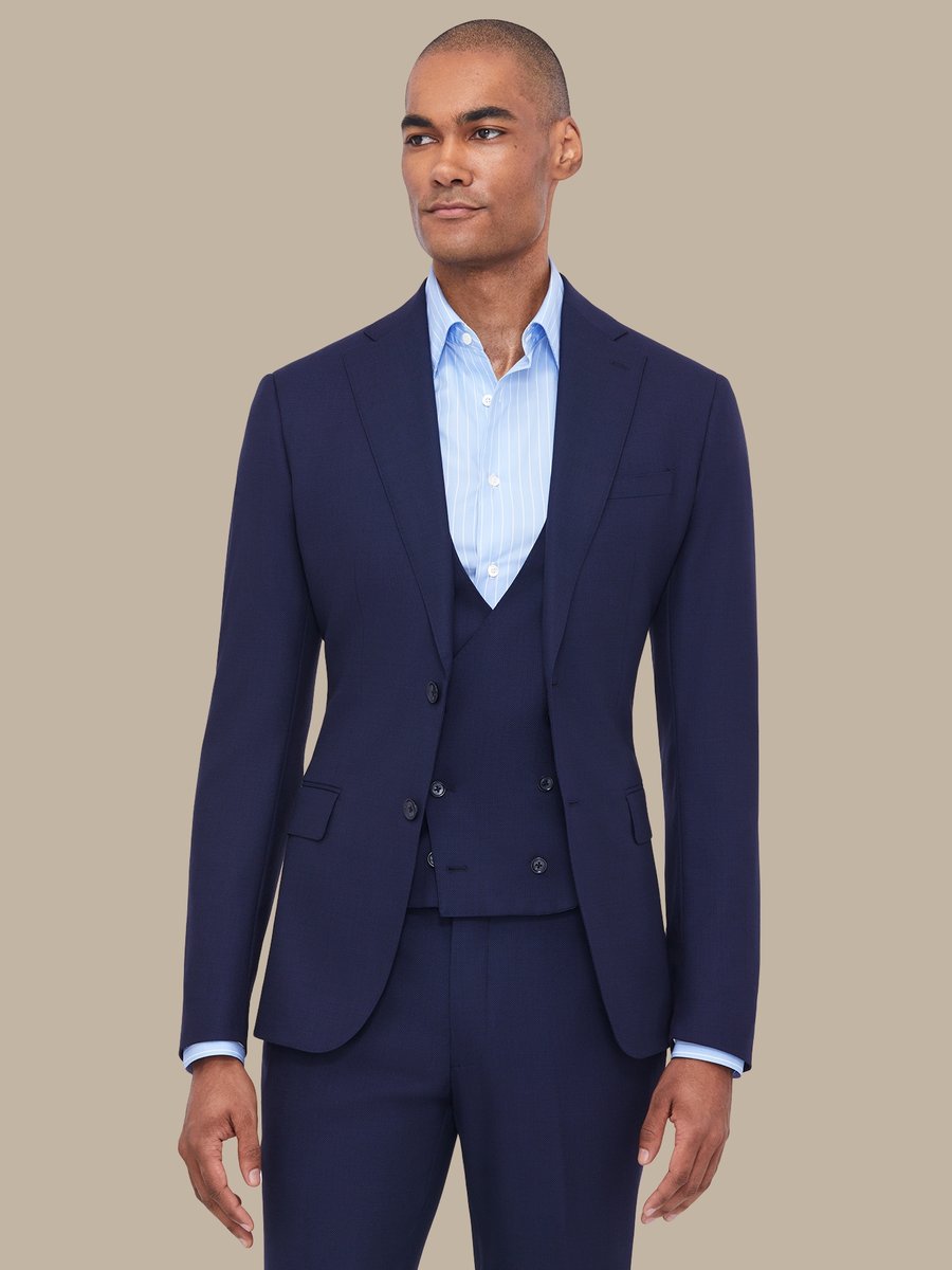 The Blue Birdseye Three-Piece Suit — garment photograph