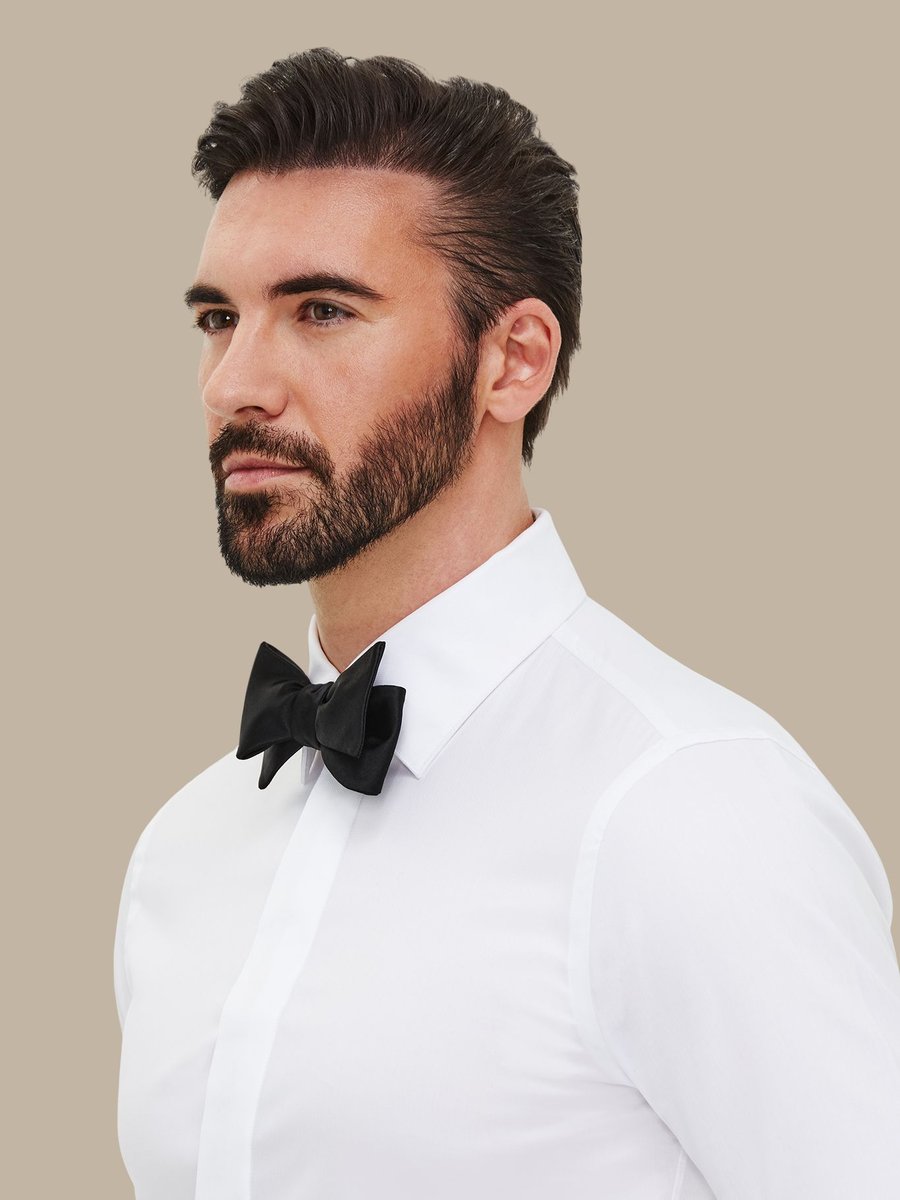 The Crisp Herringbone Tuxedo Shirt — garment photograph