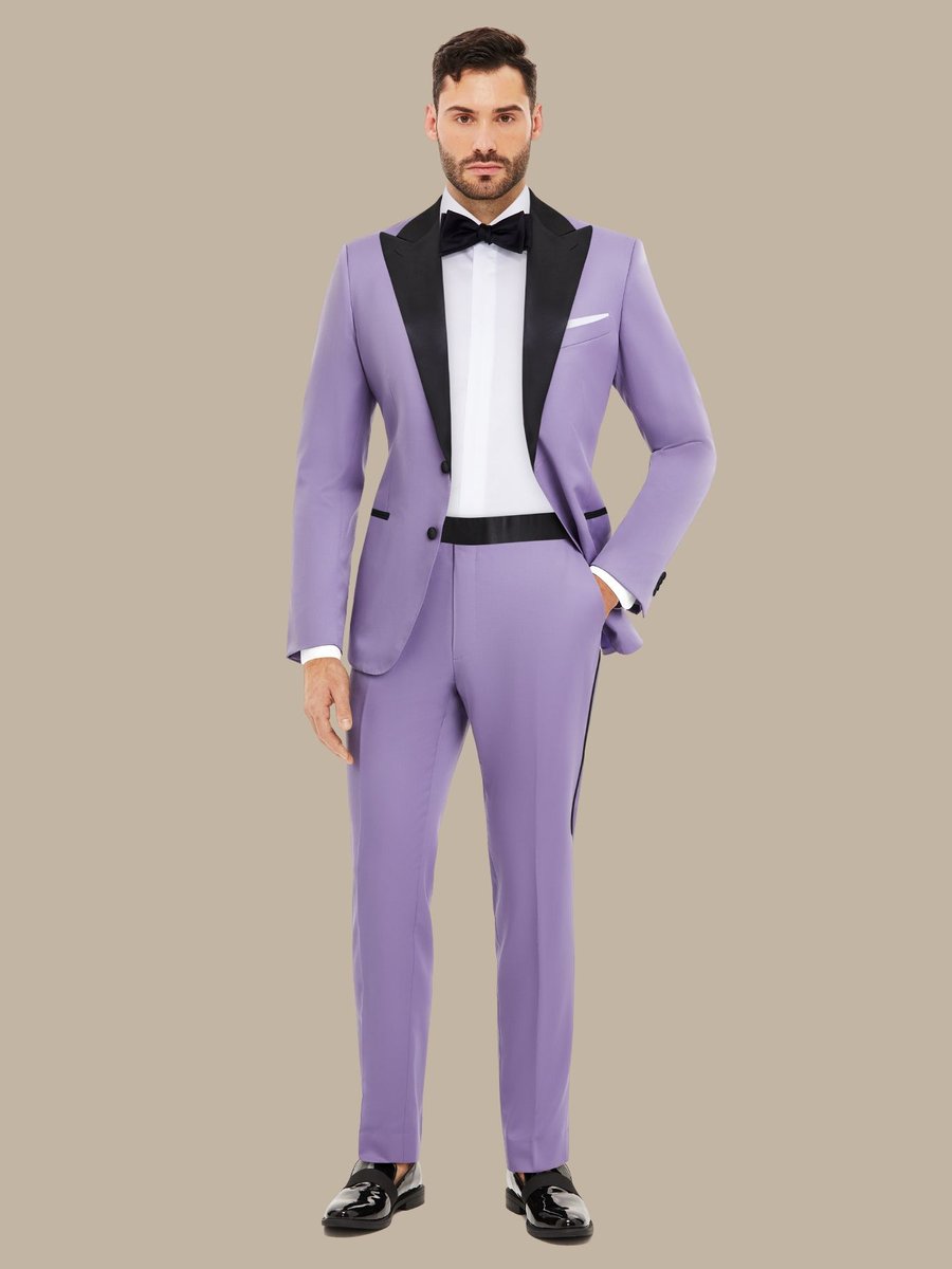 Superfine Merino Wool Lilac Tuxedo Trouser — garment photograph