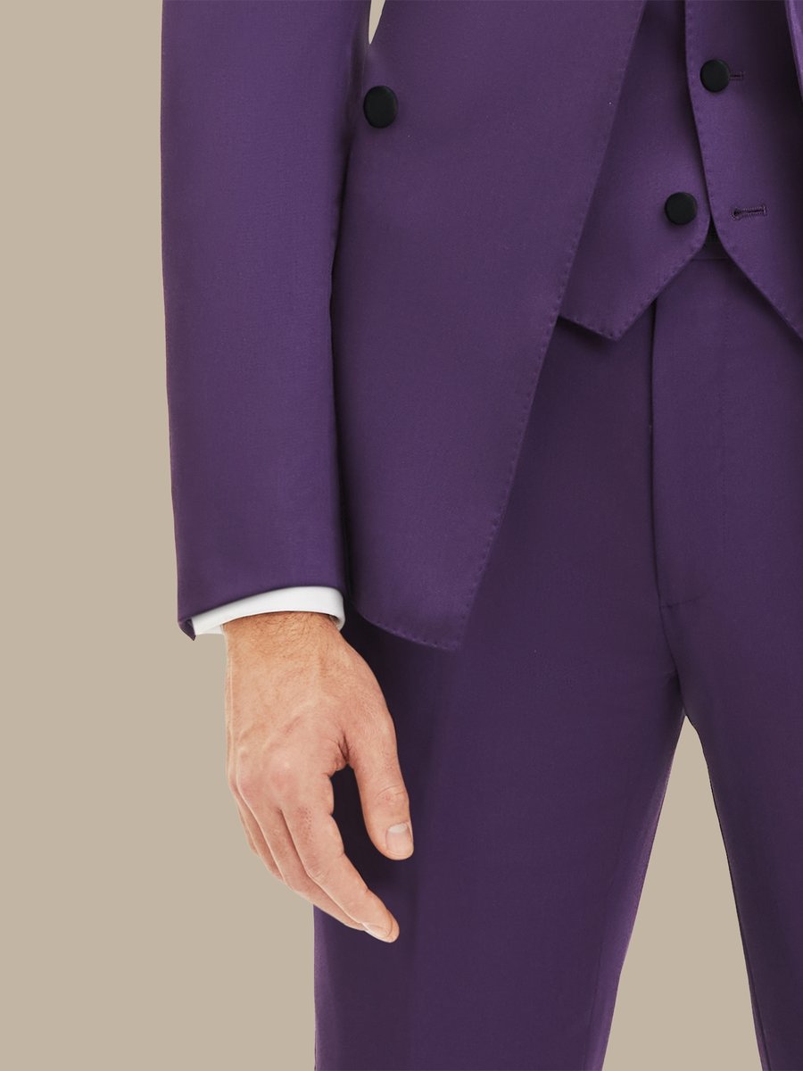 The Plum Merino Three-Piece Tuxedo — garment photograph