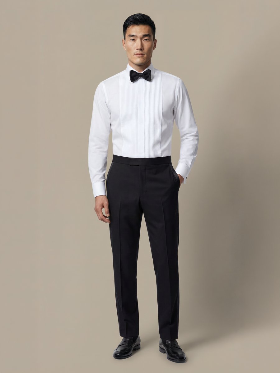100's 2-Ply White Tuxedo Shirt — garment photograph