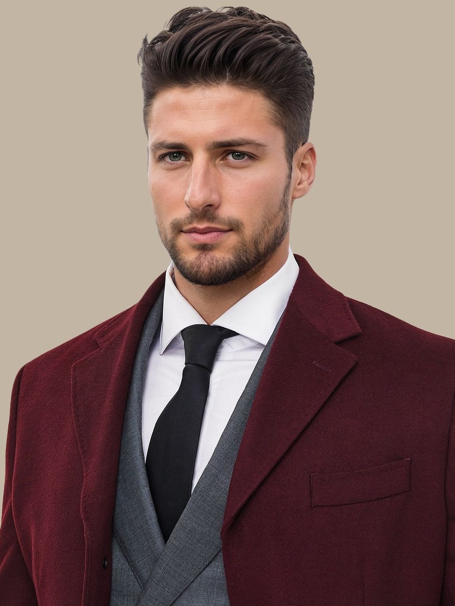The Burgundy Wool Overcoat — garment photograph