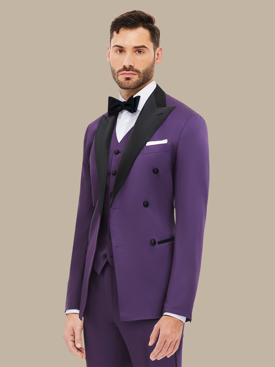 The Plum Merino Three-Piece Tuxedo — garment photograph