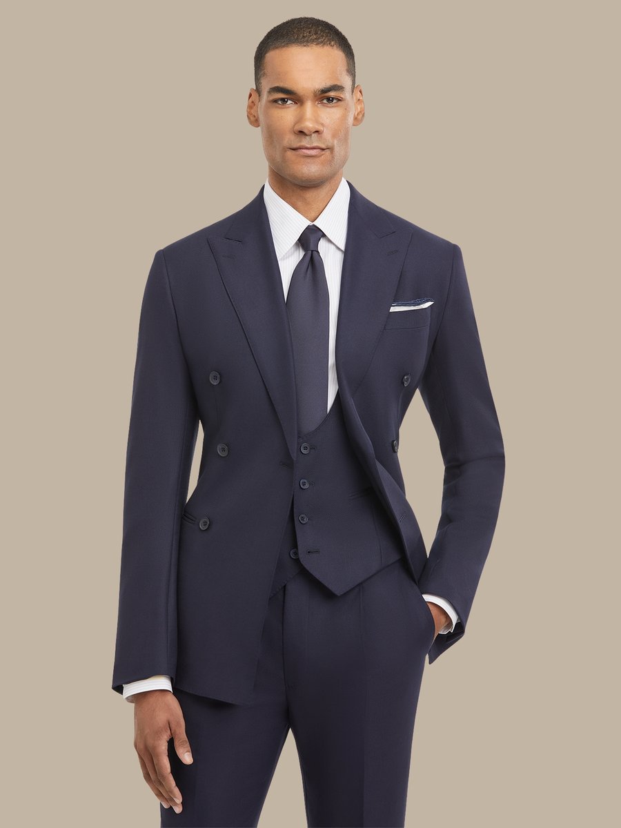 S180's Dark Blue Hopsack Waistcoat — garment photograph