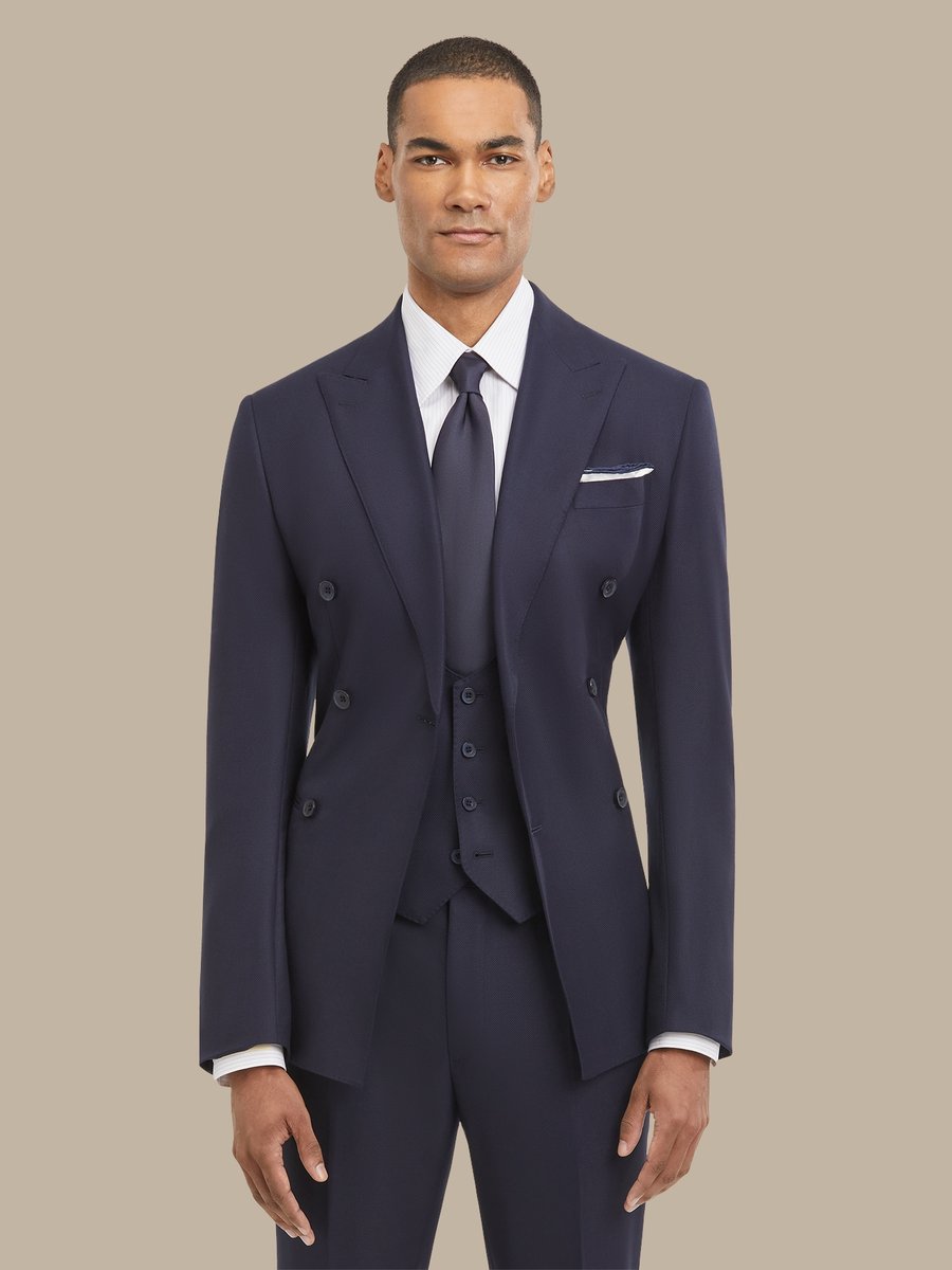 S180's Dark Blue Hopsack Waistcoat — garment photograph