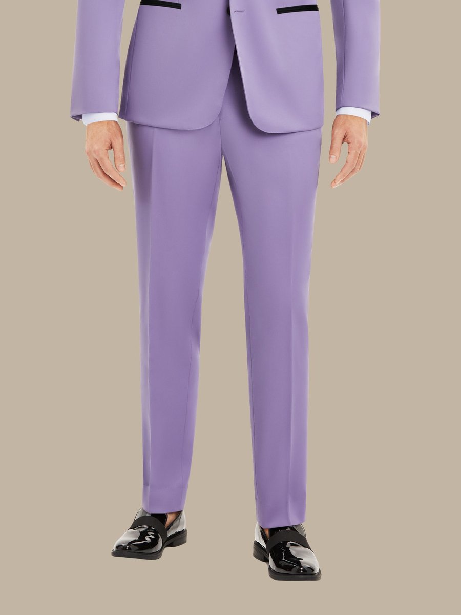 Superfine Merino Wool Lilac Tuxedo Trouser — garment photograph