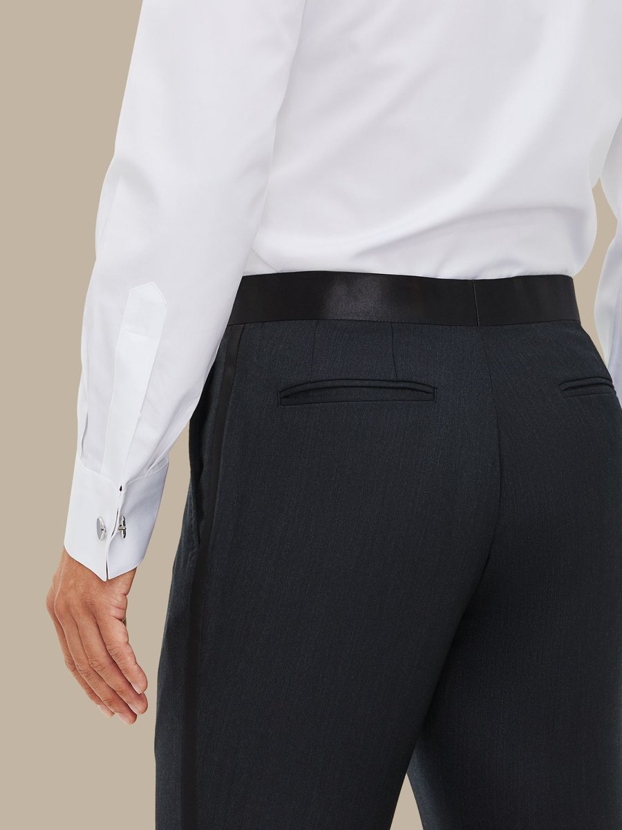 The Charcoal Worsted Tuxedo Trousers — garment photograph