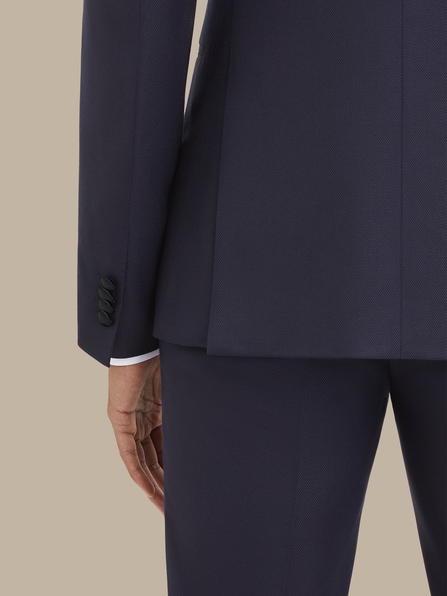 S180's Dark Blue Hopsack Dinner Jacket — garment photograph
