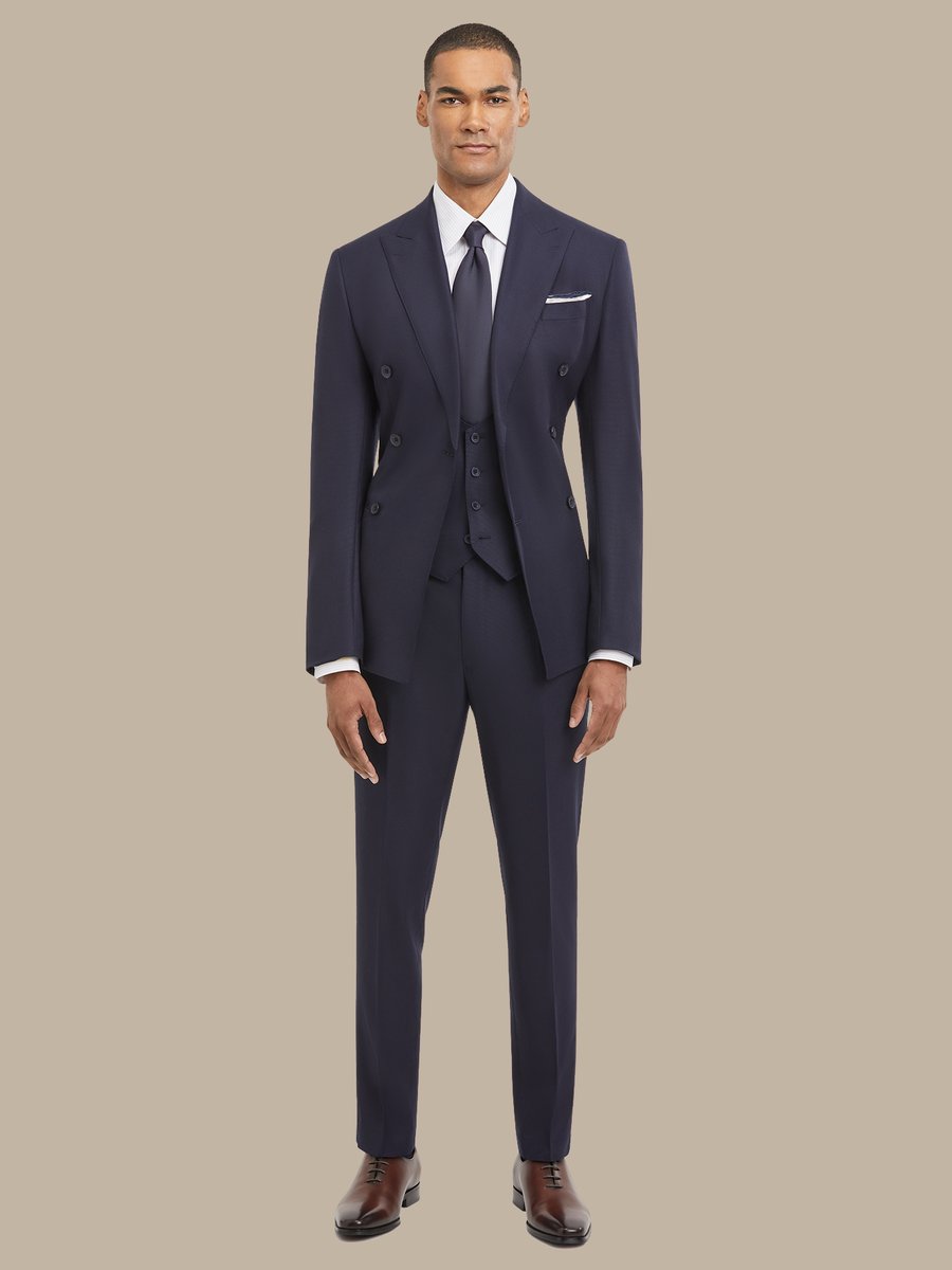 S180's Dark Blue Hopsack Waistcoat — garment photograph