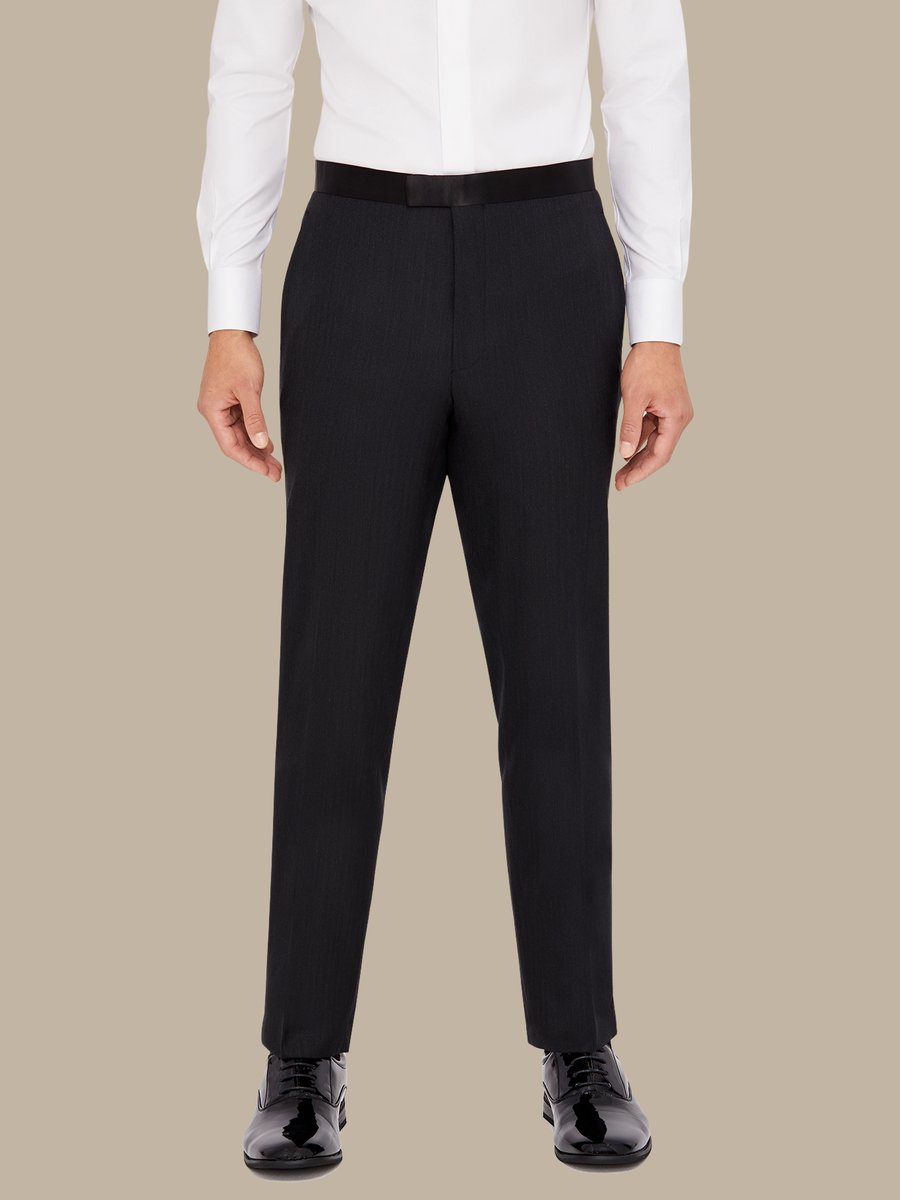 The Charcoal Herringbone Tuxedo Trousers — garment photograph