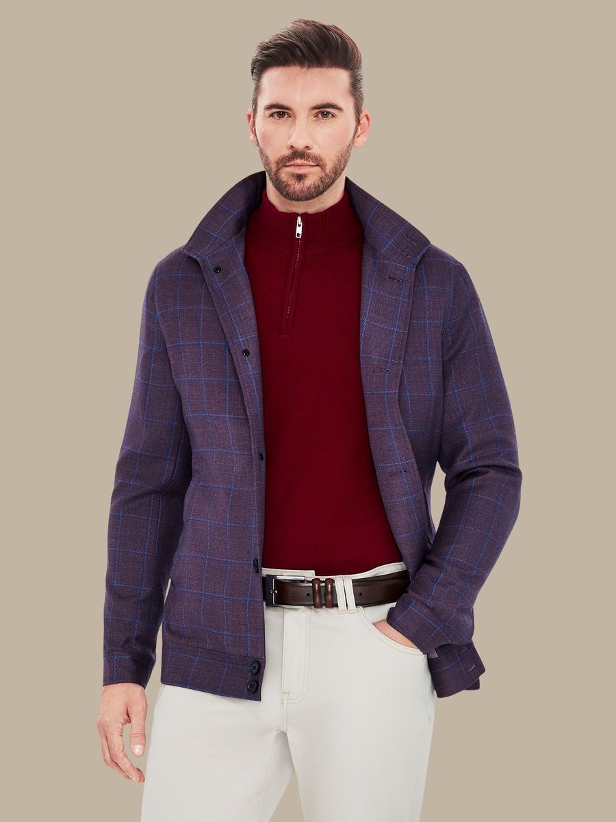 The Crimson Windowpane Bomber — garment photograph