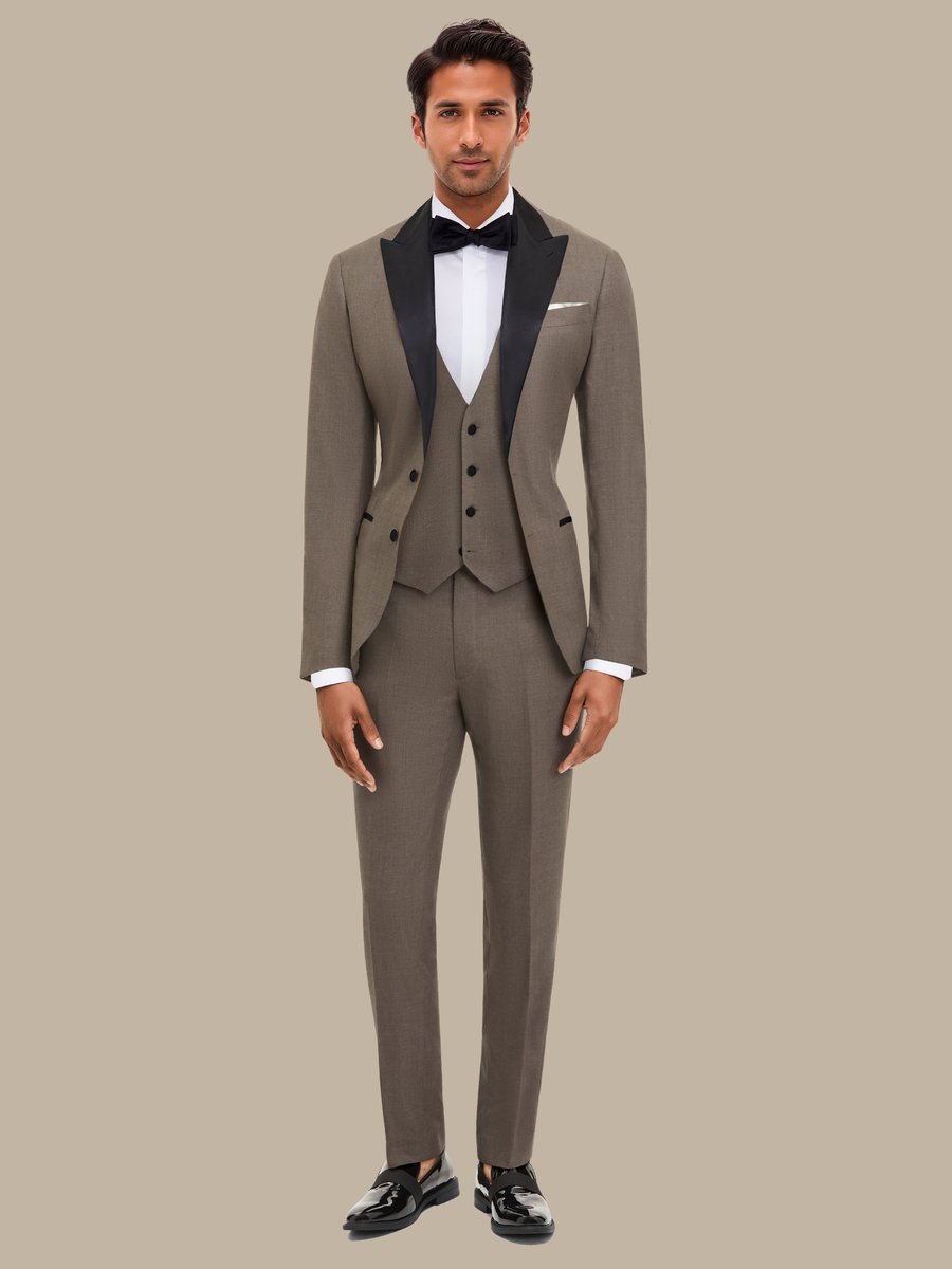 S180's Taupe Hopsack Three Piece Tuxedo — garment photograph