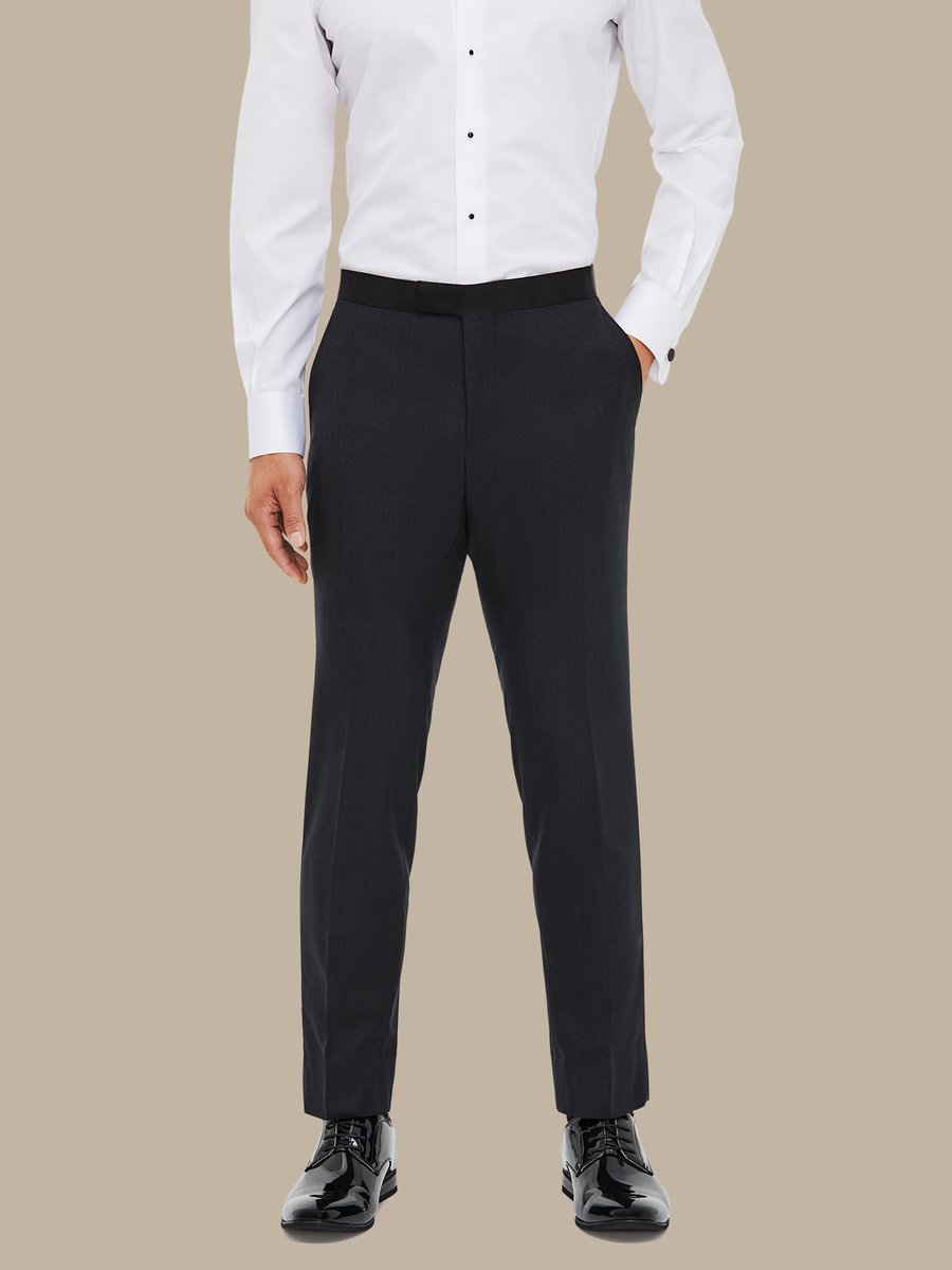 The Charcoal Worsted Tuxedo Trousers — garment photograph