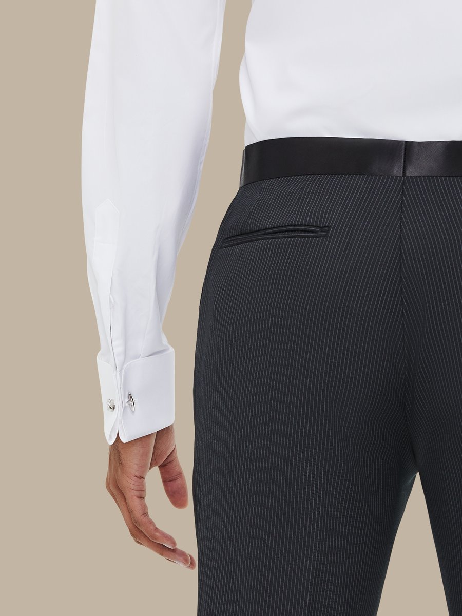 The Black Pinstripe Tuxedo Trousers — garment photograph